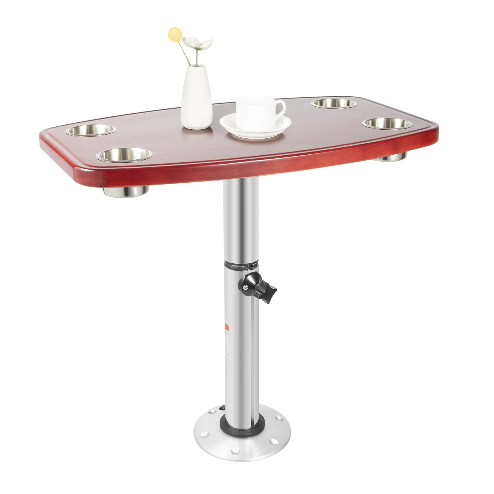 

Стол для автодома с 4 подстаканниками, регулируемый по высоте складной стол, походный стол из нержавеющей стали для каравана, прицепа, автодома