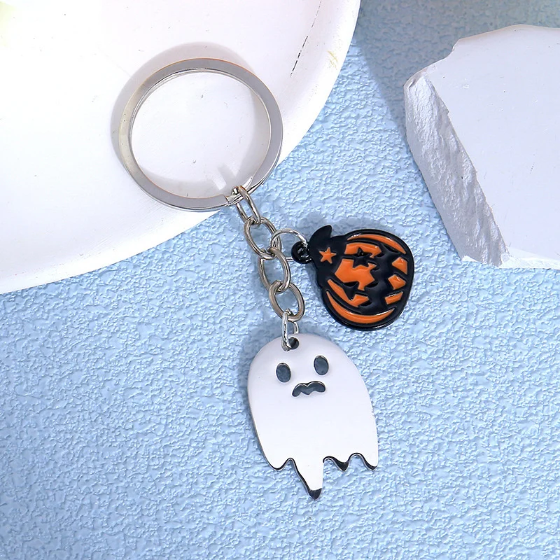 

Funny Halloween Pumpkin Ghost Keychain Cartoon Key Rings Gifts For Women Girls Bag Keyring Pendant DIY Jewelry Accessories