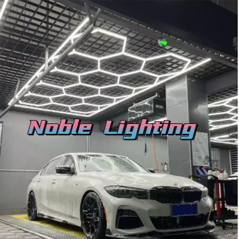 

4.8x2.5M Honeycomb Garage Hexagon LED Ceiling Light Gym Barbershop Honeycomb Light 110V-240V LED Tubes Lighting Customized