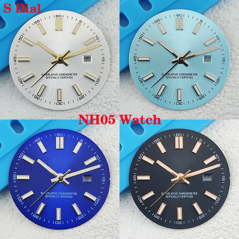Esfera NH05 con logo S de alta calidad de 24,5 mm, esfera solar, versión japonesa, perfecta para movimiento NH05, adecuada para corona de las 3 en punto, NH05