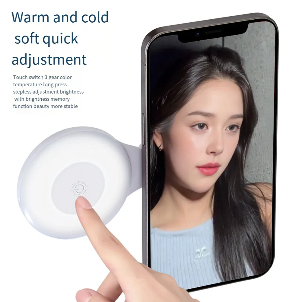 Portable Magnetic Selfie Light with 3 Brightness Modes for Vlogging and Streaming Rechargeable and Adjustable Angle