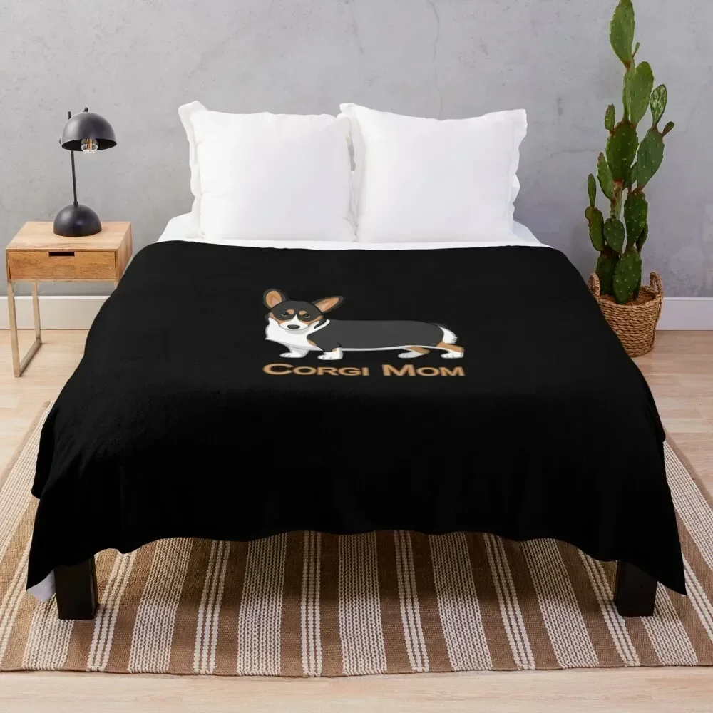 

Cute Black Tricolor Pembroke Corgi Mom Dog Lover Throw Blanket Lightweight Cozy Blanket for Bed Sofa