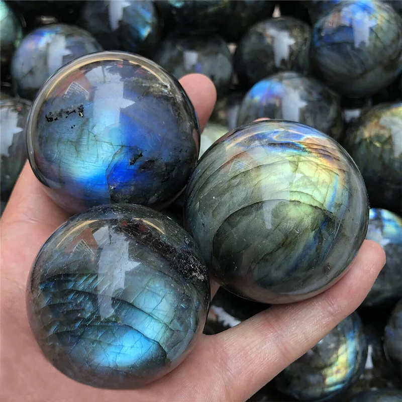 3-6CM Natural Labradorite Crystal Polished Sphere Ball 100% High Quality Healing Crystal Gemstone Flash Glossy Stone Decoration