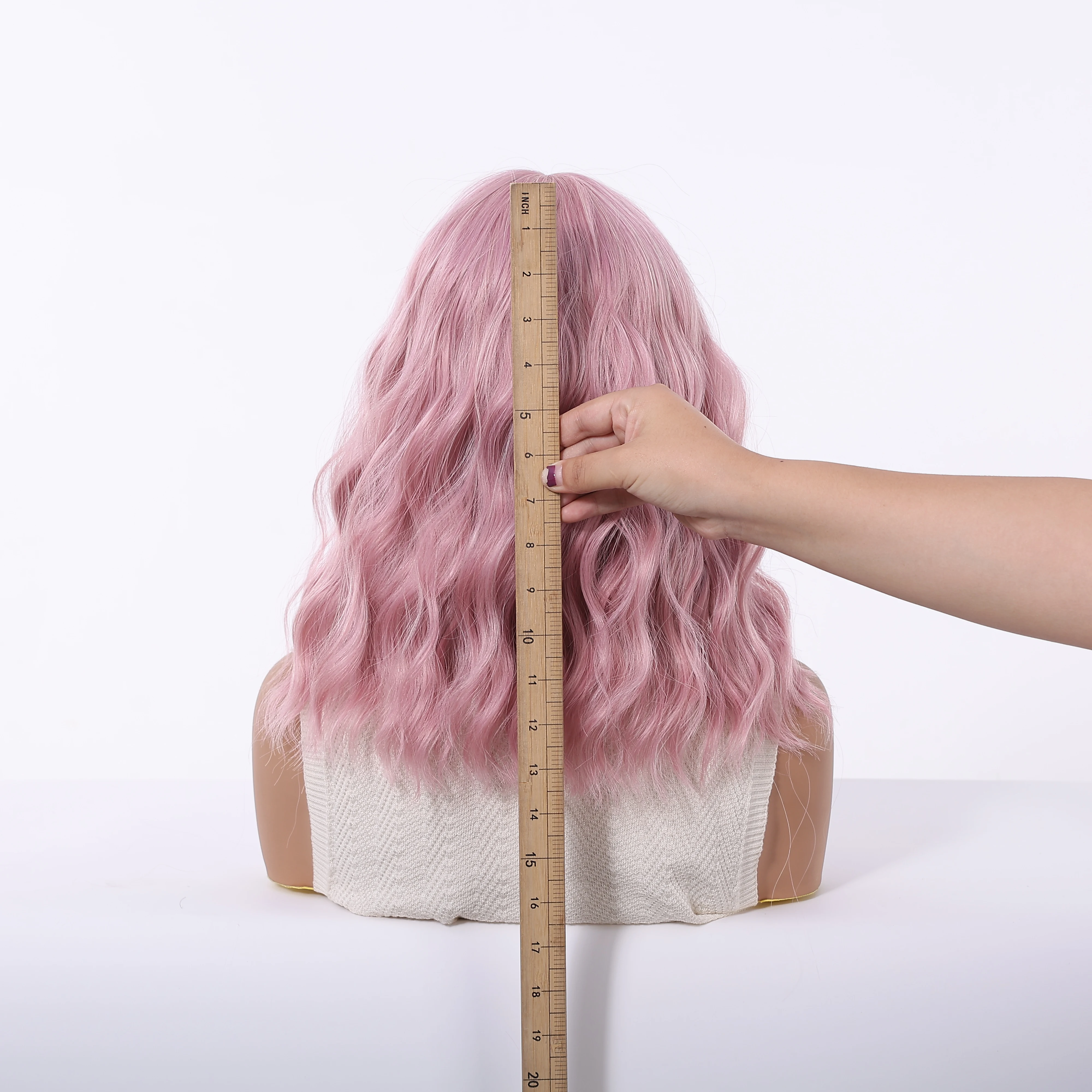 Pink Short Wavy Synthetic Wig with Full Bangs for Women Heat Resistant Natural Look Hair for Daily Party and Cosplay Use image 6