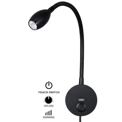 Tokili Plug in Lamp for Reading with USB Port Touch On/Off/Dimmer Wall Mounted Spotlight Bed Headboard Goose Neck Sconce Light
