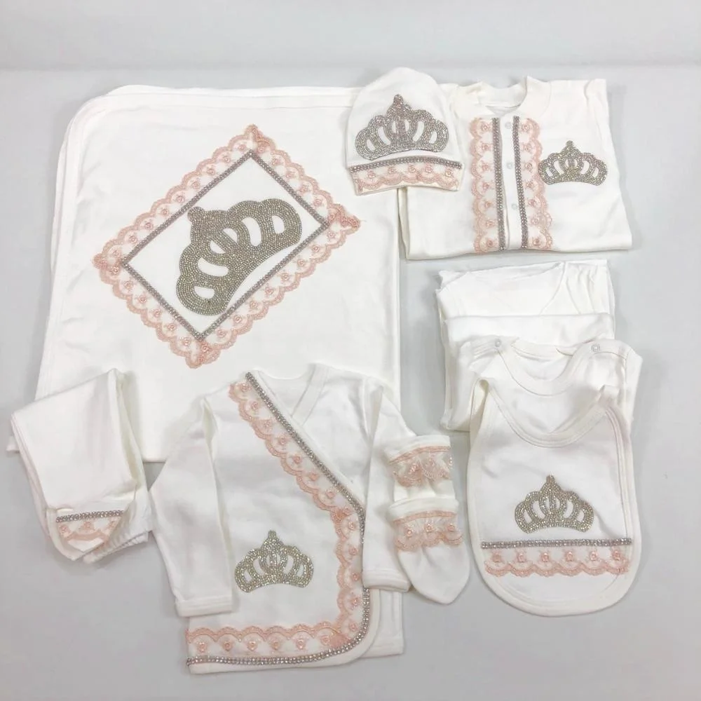 Wholesale Custom Newborn 10 Pieces 100% Cotton Baby Romper Set Baby Blanket Baby Gift 10 Pieces Hospital Exit For Newborn