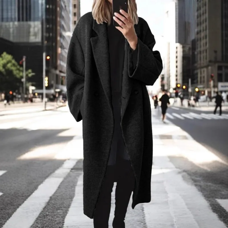 Winter Independent Station Multi-Color Multi-Code Woolen Extra Long Windbreaker Women's Jacket