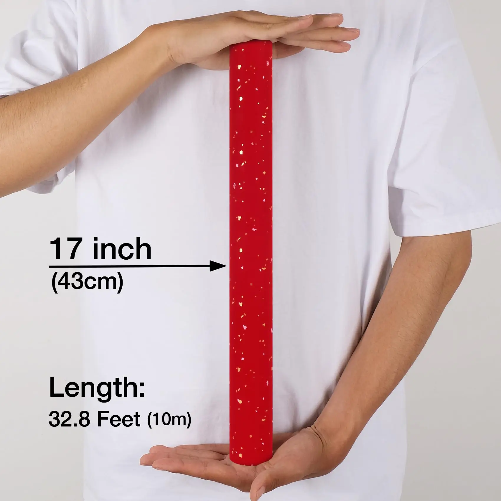 1 لفة 17 بوصة × 118 بوصة لفة صغيرة من الذهب الأحمر لعيد الميلاد مع لمسة حريرية مثالية لعيد الميلاد وأعياد الميلاد والزفاف والعطلات