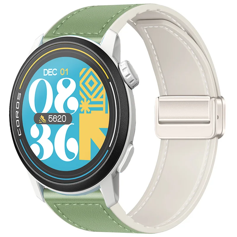 20/22 مللي متر سيليكون + حزام من الجلد ل Suunto العمودي 2-1/السباق 2-S/تشغيل سوار زر مغناطيسي ل COROS PACE Pro/APEX 4 42 مللي متر الفرقة #4