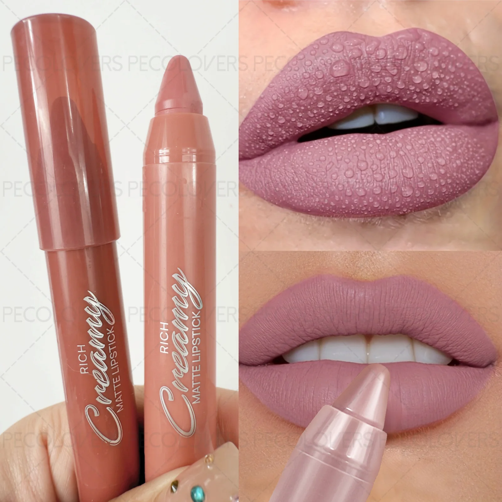 1 lápiz labial mate: delineador de labios y lápiz antiadherente resistente al agua, acabado mate, textura cremosa, fácil de aplicar y transportar