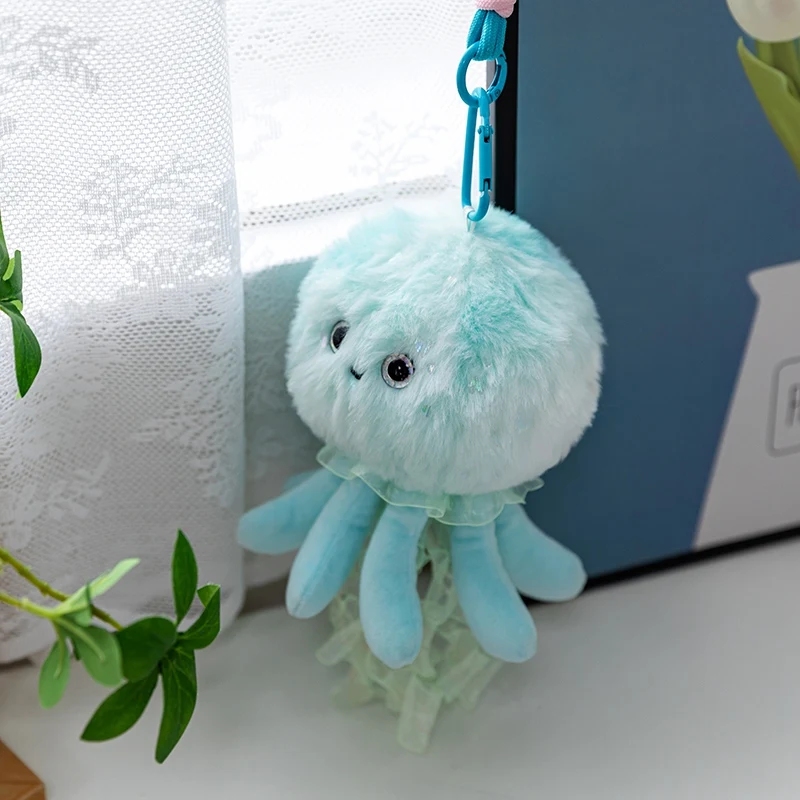 Etherisch Oceaandier Kleurrijk ​ ​   Kwallen knuffel zacht gevuld zeegelei hanger schattig tas decor pluche sleutelhanger voor meisje