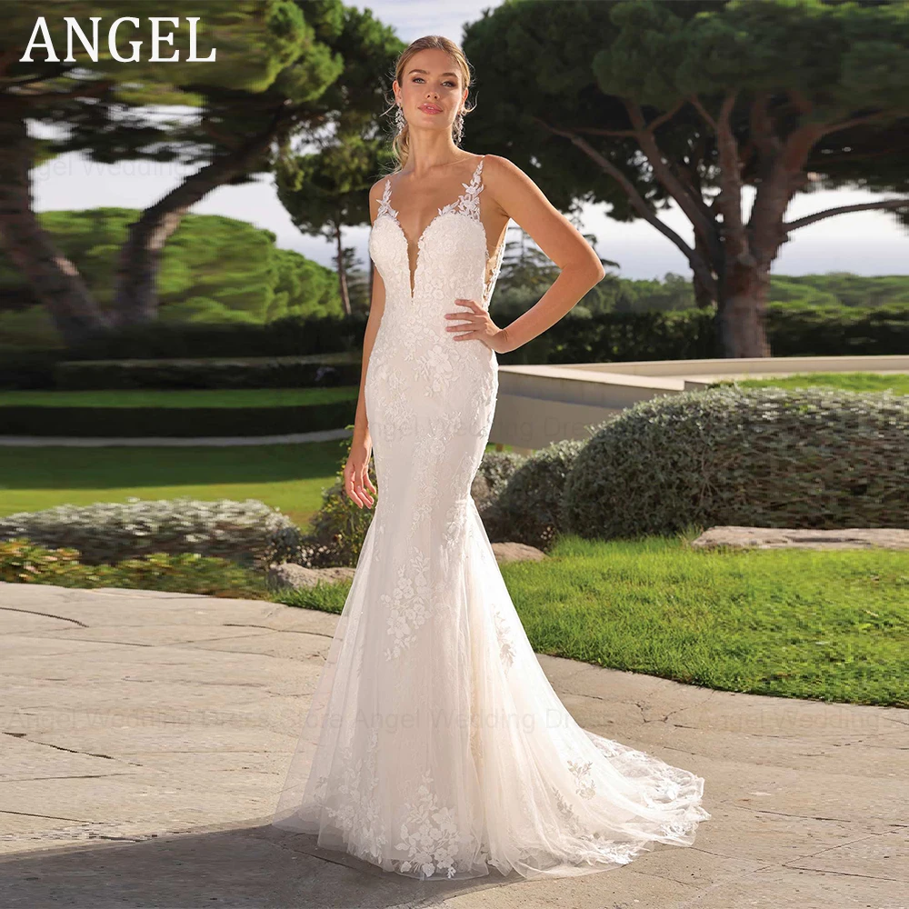 

ANGEL Exquisite Wedding Dresses 2024 New Mermaid Spaghetti Strap Sleeveless Bridal Gown Applique Backless Vestidos de Novia Boda