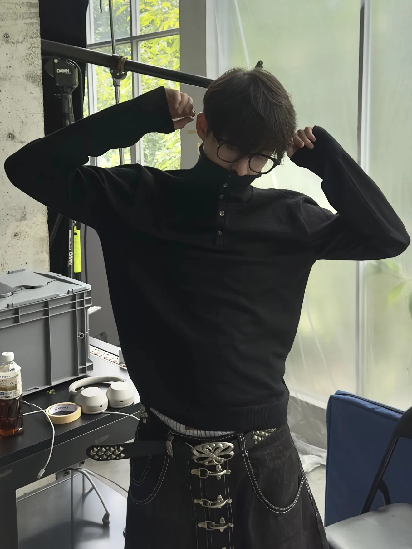 

Вязаный длинный свитер в американском стиле ретро, мужской повседневный универсальный свитер с высоким воротником и манжетами, свободный крой, теплый цвет, базовый слой