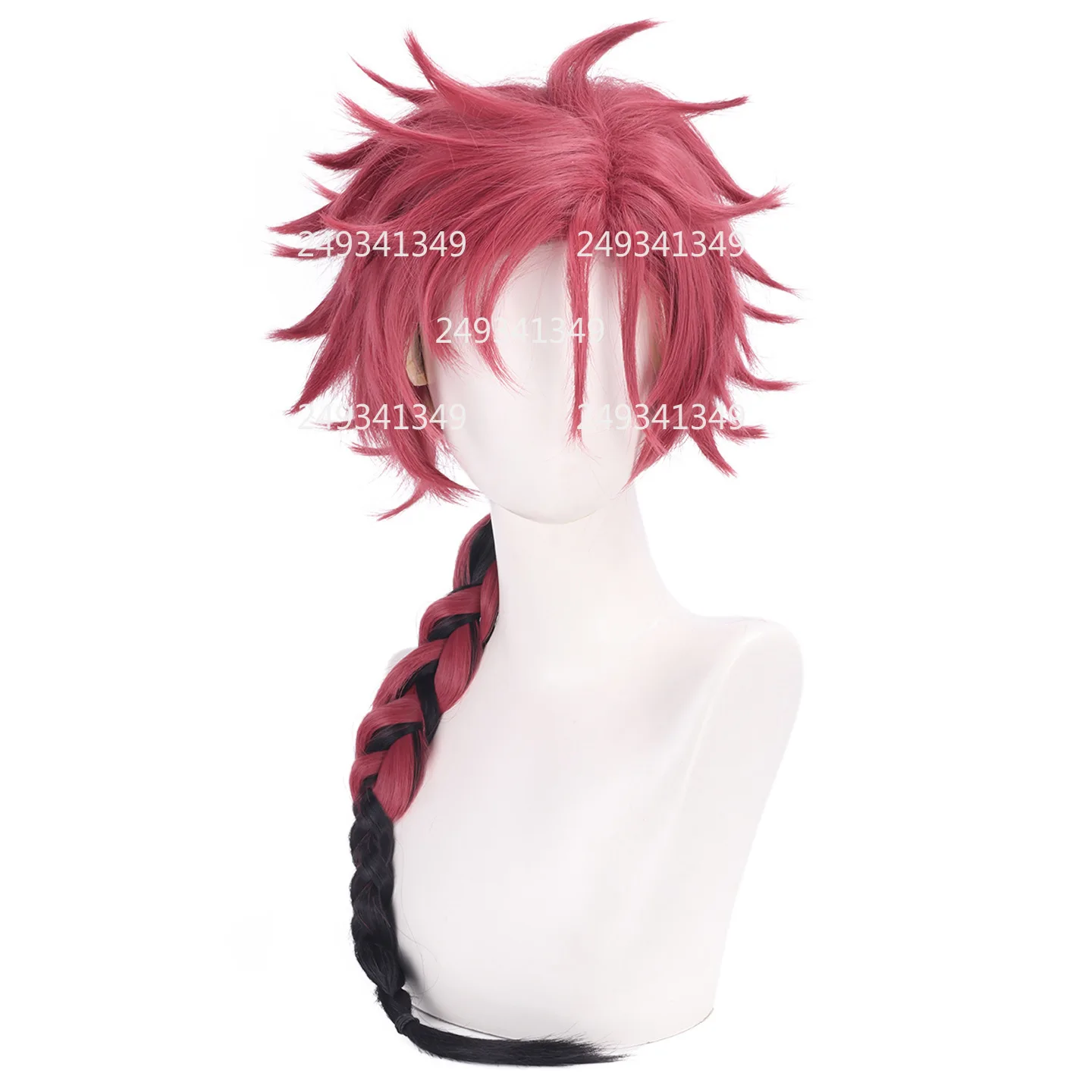 Vein Link Click コスプレウィッグ男性赤黒三つ編み人工毛アニメキャラクタードレスアップウィッグハロウィンパーティーコスチュームアクセサリー