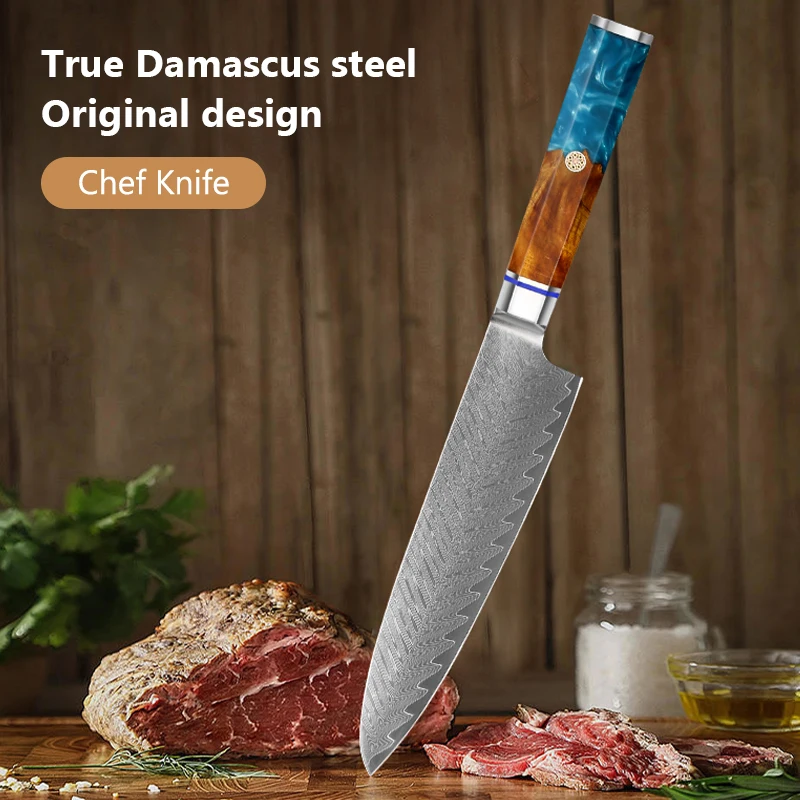 Cuchillos Gyuto de cocina de 7,5 pulgadas, cuchillo de Chef de acero de Damasco japonés de 67 capas, cuchillo afilado para verduras, herramientas de cocina