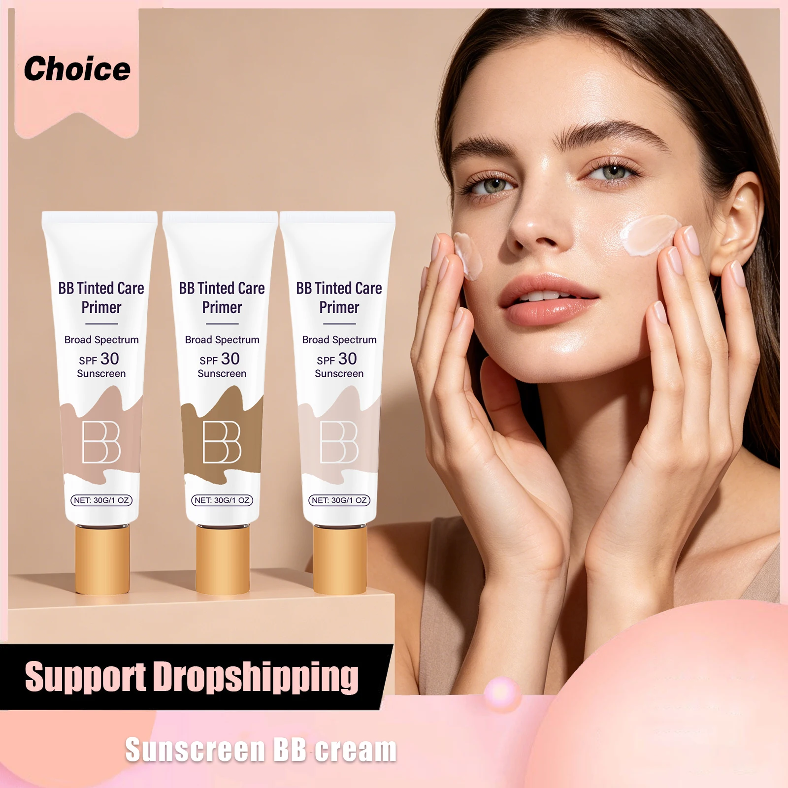 SPF 30 Sunscreen BB Cream Natural Matte Finish Full Coverage Waterproof Prevent Sunburn Brighten Face Primer Makeup Foundation