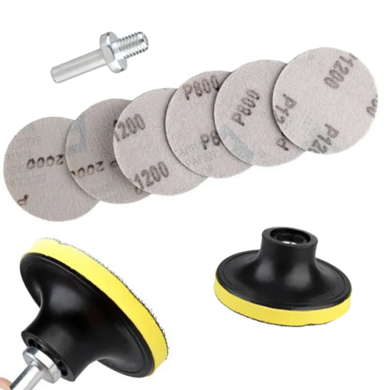 8pcs Car Headlight Restoration Kit with 800/1200/2000 Grit Sandpapers & Mandrel for Yellowed Foggy Lens DIY Polishing Set