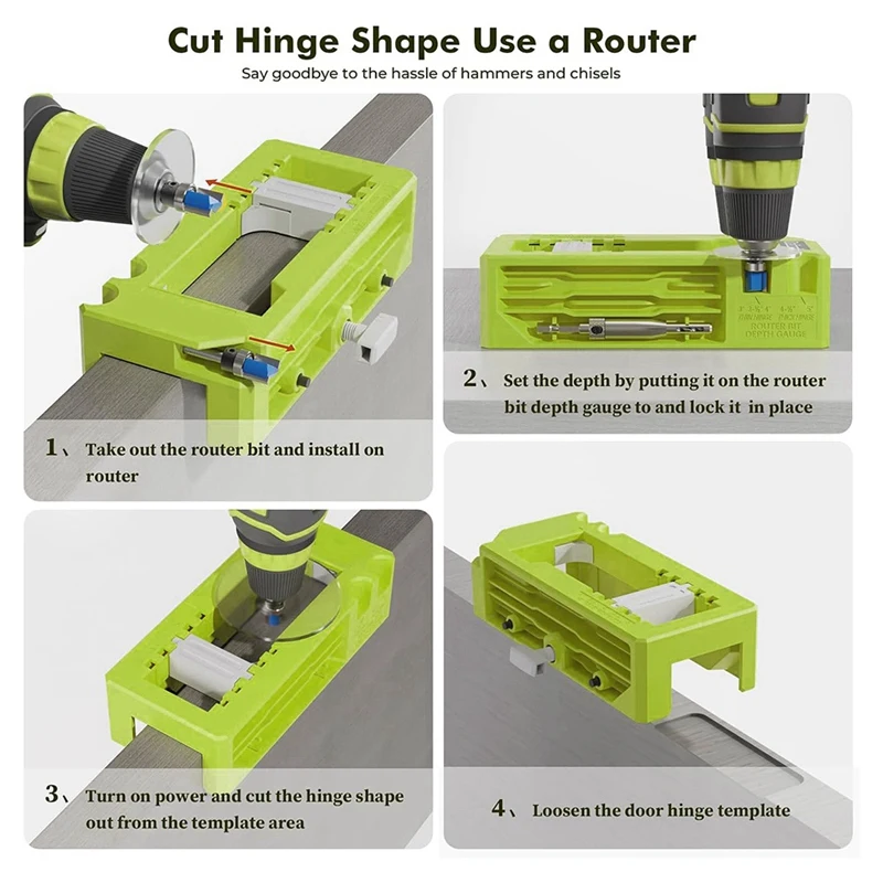 Door Hinge Jig,Door Hinge Router Jig, Door Hinge Installation Kit Fit 3 Inchto 5 Inch Length And 1/4 Inch Or 5/8 Inch