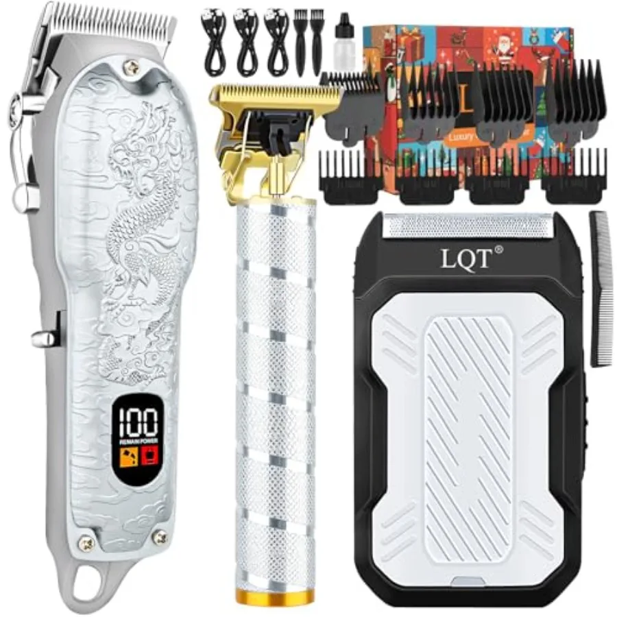 

Cordless 3-in-1 Hair Beard Trimmer Set for Men Adjustable Lever Waterproof Long Lasting Battery Black Professional Use Perfect