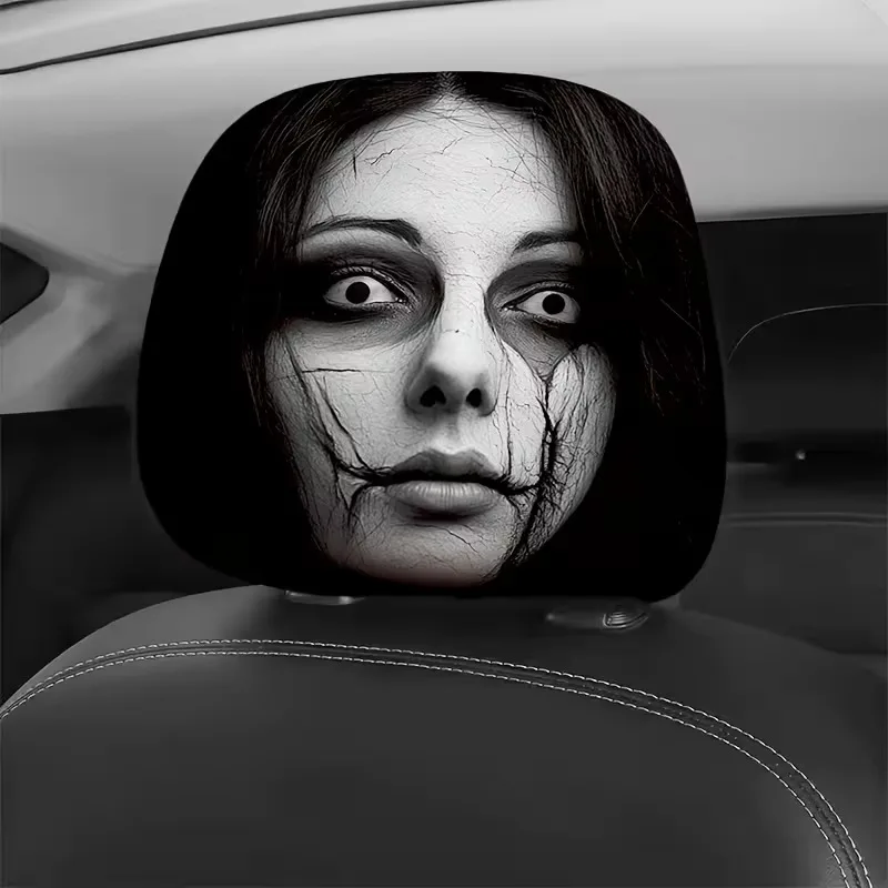 2pcs Halloween Decorations Car Headrest Covers Polyester Universally Applicable Long-Distance Travel and Driving Car Accessories