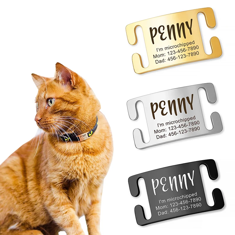 

Slide-On Pet ID Tags,Stainless Steel Curved Personalized Dog and Cat, Free Custom Engraved in 4 Sizes for Large and Small Pets