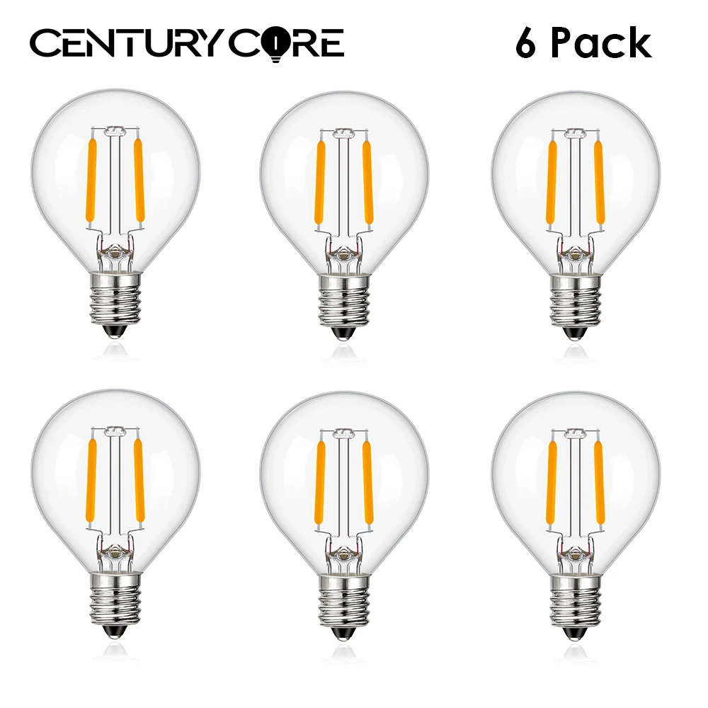 

6PCS Globe G40 Led Bulbs E12 E14 220V 1.5W Dimmable Filament Lamp Replaceable For String Light Indoor Outdoor Decoration Light