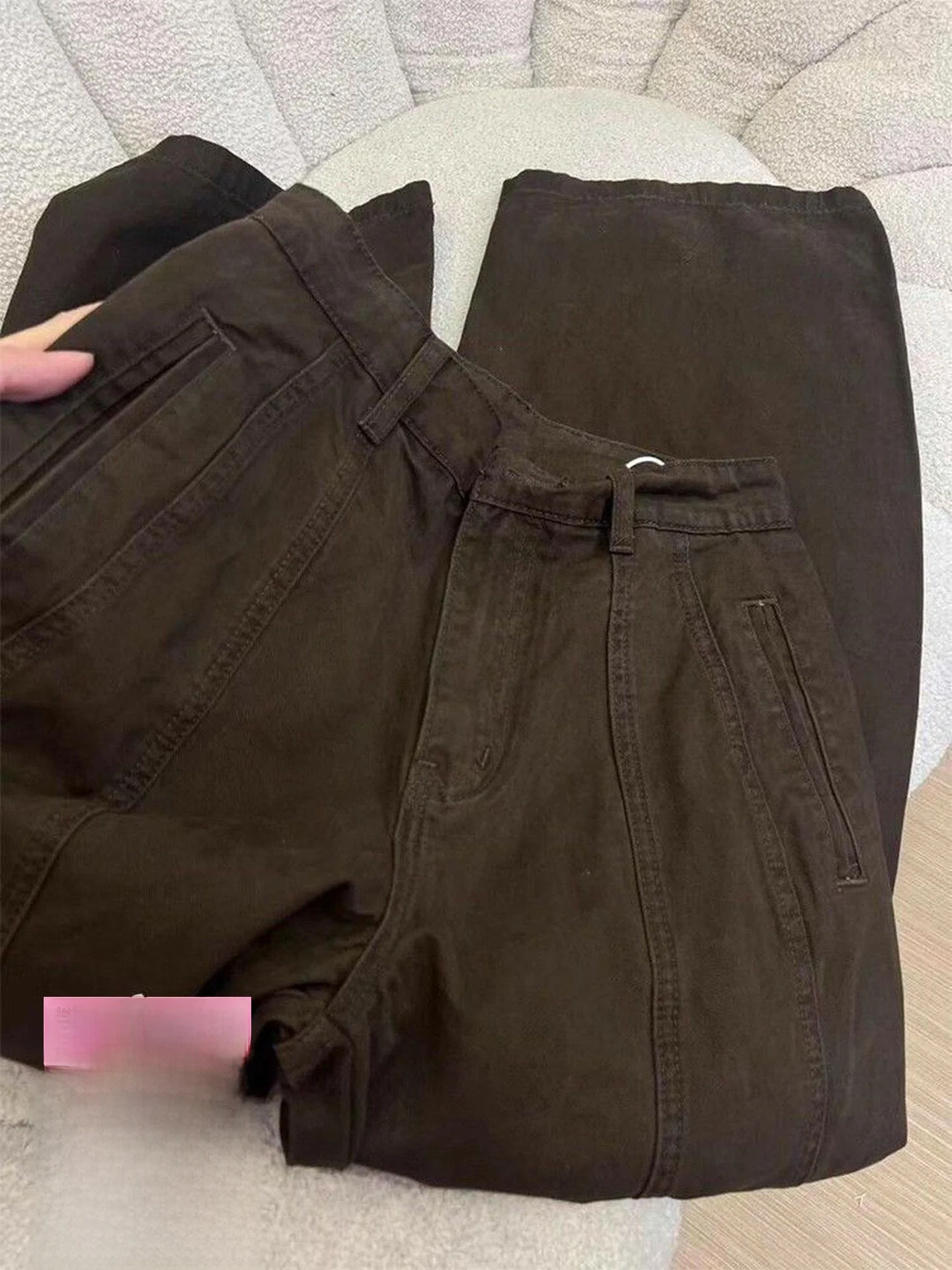 

Джинсы женские летние с высокой талией, прямого кроя, светло-кофейного цвета, из денима, в стиле ретро, тонкие, теплые, в американском стиле, повседневные