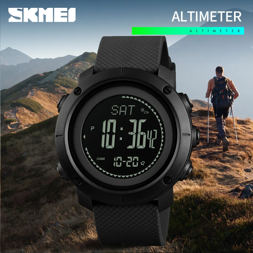 SKMEI Altimeter Barometer Thermometer Altitude Men Digital Watches Sports Clock Climbing Hiking Wristwatch Montre Homme 1427