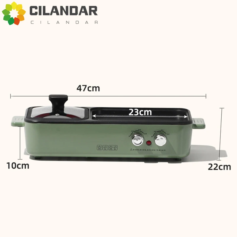 2 in 1 Multifunctional Electric hot pot Electric bakeware barbecue machine frying pan dual temperature control Home dormitory