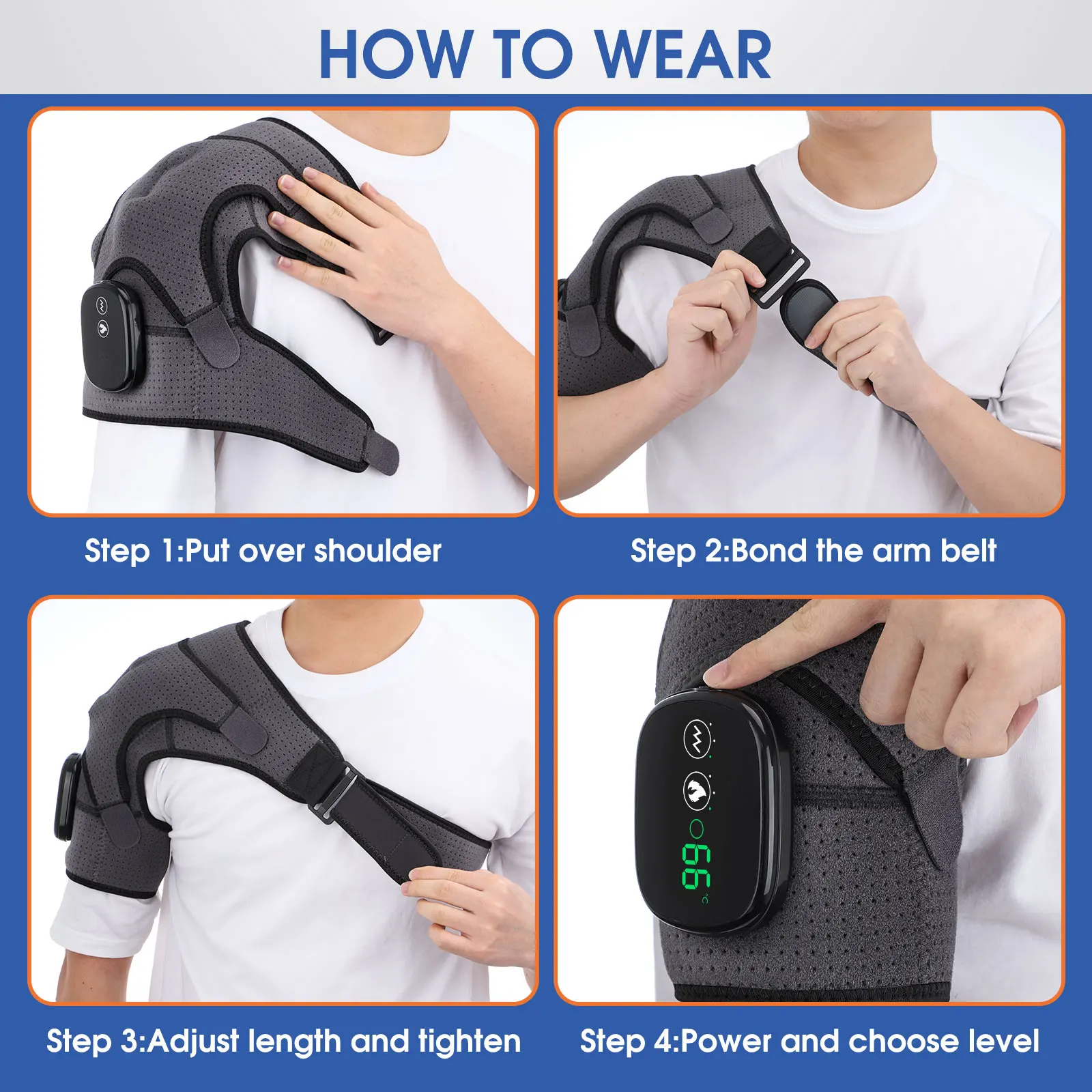 Electric Heated Shoulder Wrap With Massage 2 In 1 Vibration Heating Shoulder Massager Belt For Neck Back Body Arthritis Relief