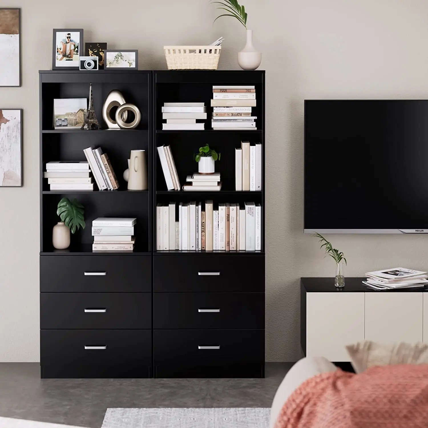 ！@Spot Wholesale Study Multi-Layer and Multi Drawer Simple Bookshelf Home Study Floor to Wall Storage Bookshelf