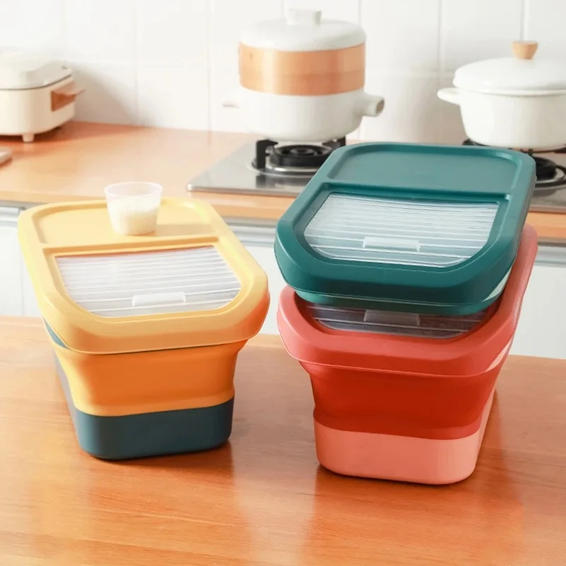 Airtight Collapsible Pet Food Storage Container 13/33LB, Sealed Dry Dog Cat Food Bin, Multi-use Rice Grain Storage Box for Kitch