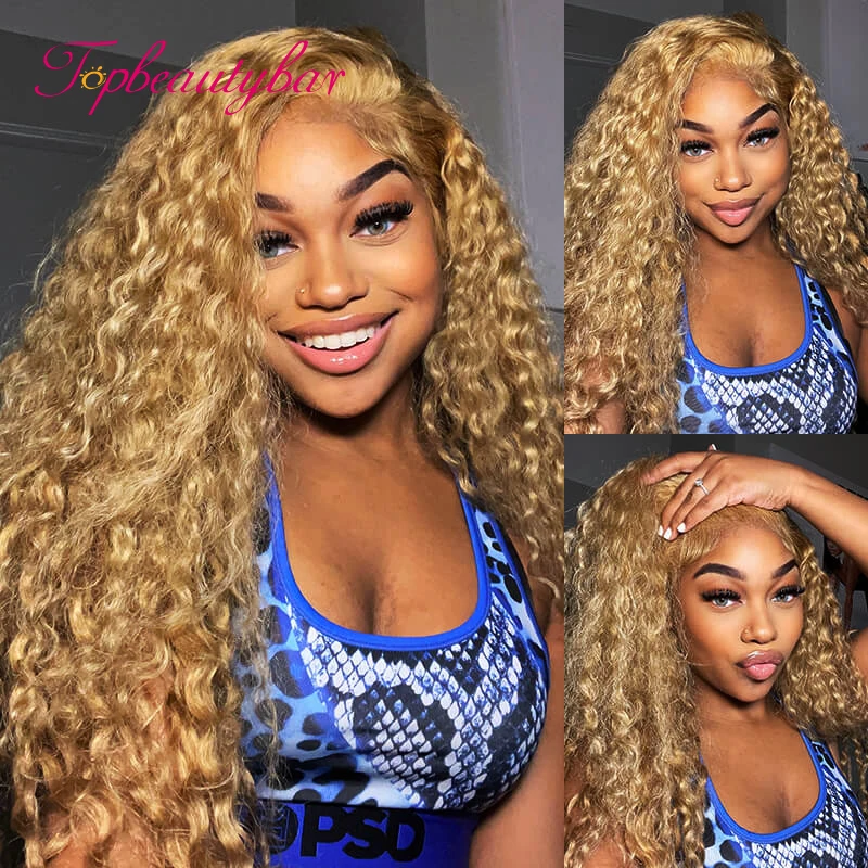 

HD Lace 13x4 Lace Front Human Hair Wigs #27 Brazilian Curly Lace Frontal For Women PrePlucked 4x4 Closure Wig Bleached Knots