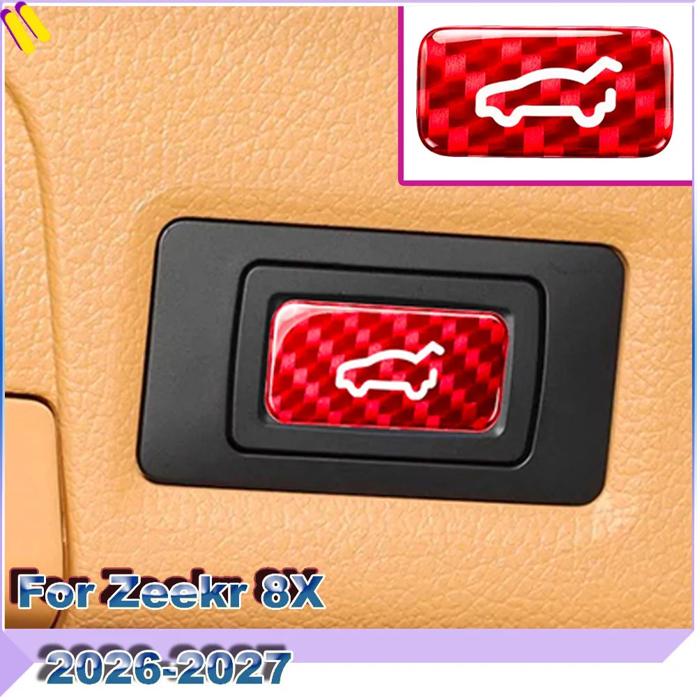 Door Open Button Trunk And Front Car Logo Epoxy Sticker For ZEEKR 8X 2026-2027 Carbon Fiber Pattern Interior Decor Decal