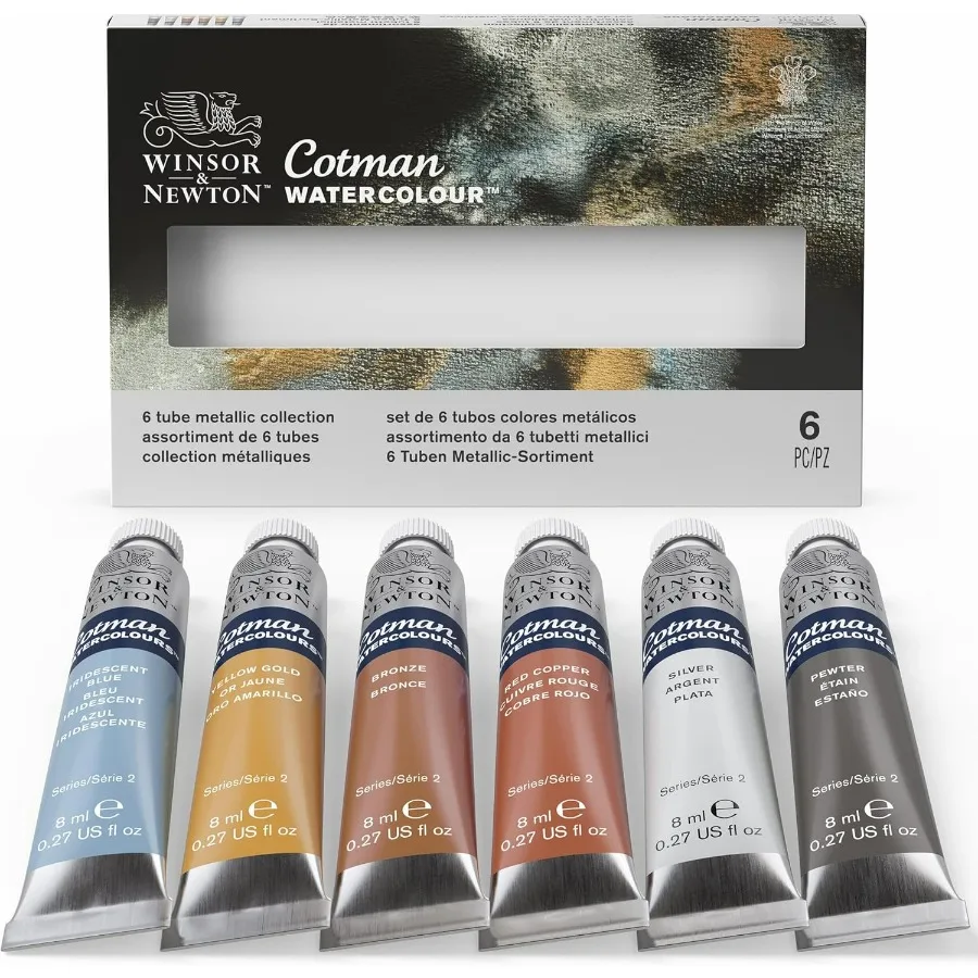 

Cotman Watercolor Paint Set 6 Metallic Colors 8ml 0.27oz Tubes for Artistic Projects and Creative Design Work Ideal for Mixed M