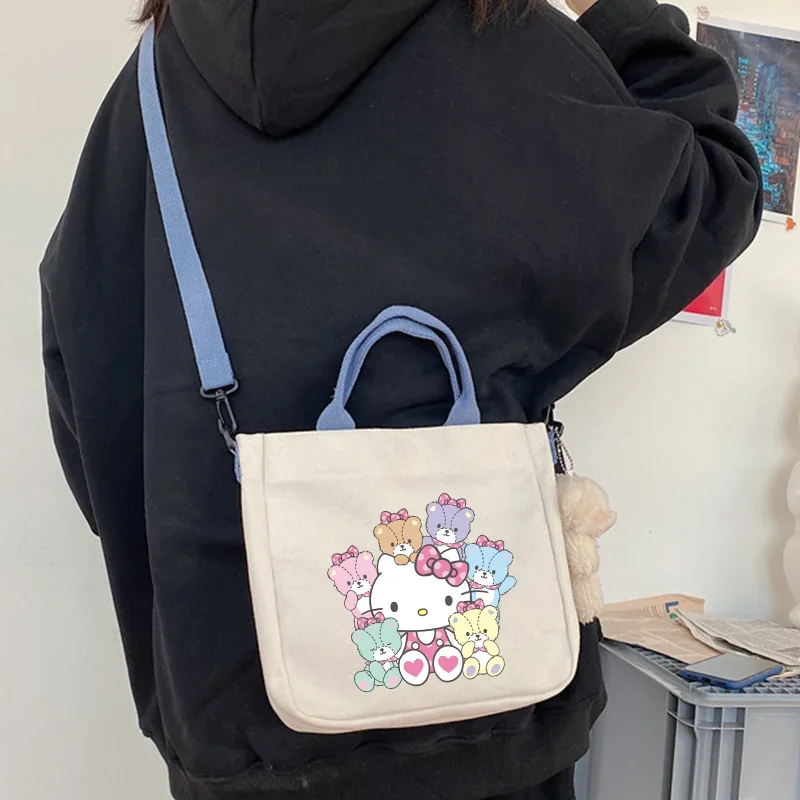 

Hello Kitty Women Shoulder Bag Cute Girl Handbags Large Capacity Portable Cartoon Anime Graphic Print Crossbody Bags Kids Gift