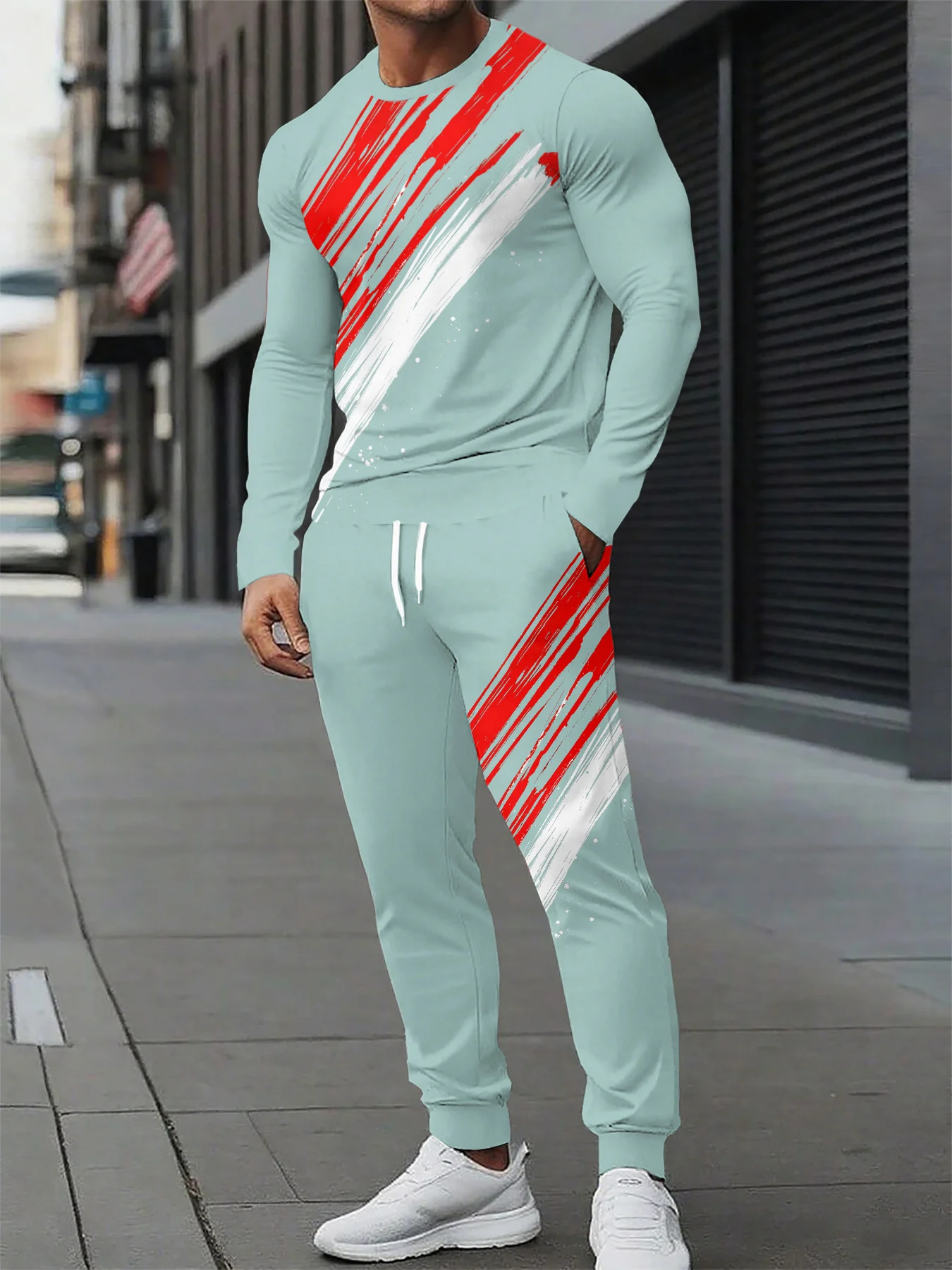 

Autumn and Winter Men Long Sleeved Sets Print Men Clothing Tracksuit Quick Drying and Comfortable Tracksuit Two-piece Set