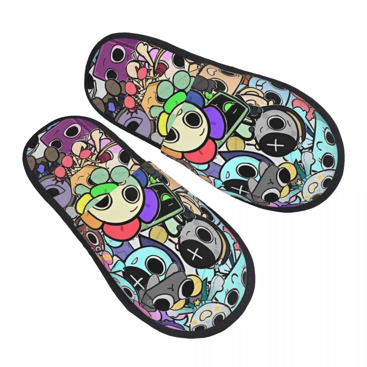 

Winter Furry Slippers Dandy's World Cartoon Merch Household Fur Slides Slippers Living Room Horror Game Cozy Anti-skid Slides