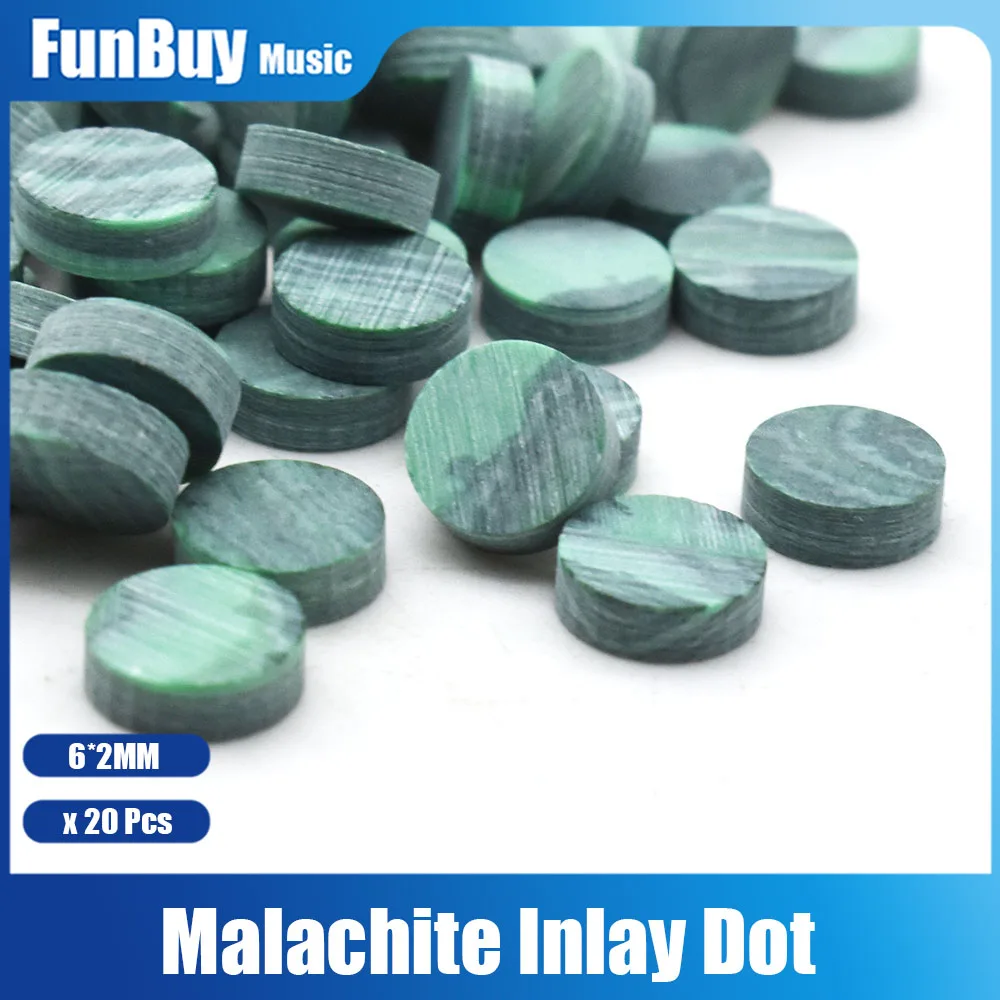 20pcs Acoustic Guitar Bass Electric Guitar Ukulele Fingerboard Inlay Dots Decal Markers Decal Malachite 6.x2mm