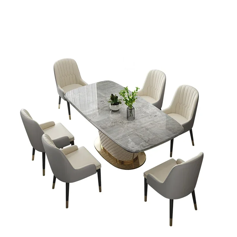 Marble dining table modern simple luxury rectangular dining table designer dining table high-end