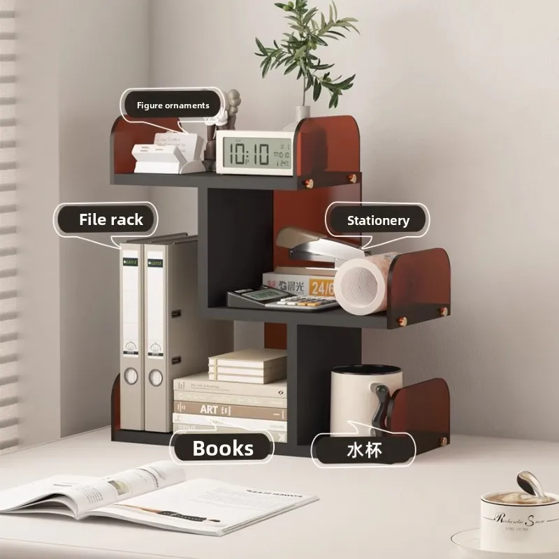 Multifunctional Vertical Desktop File Organizer Paper Tray Holder Standing Document Rack Office Supplies Storage Shelf for Home