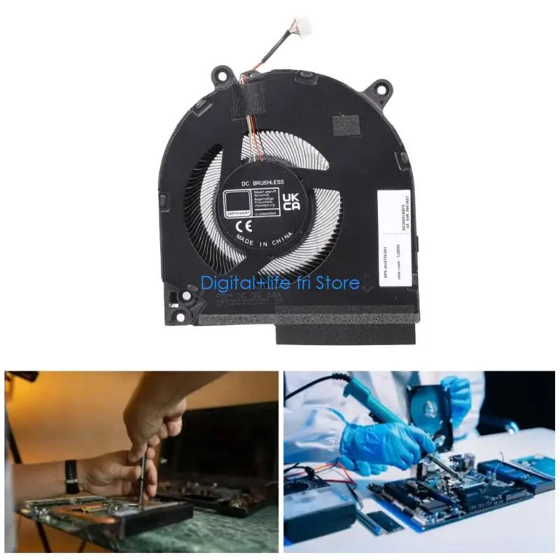 E06D Laptop CPU GPU Cooling Fan Laptop Notebook Radiator Cooling Fan Graphics Card Heatsink Replacement for 16-R 12V