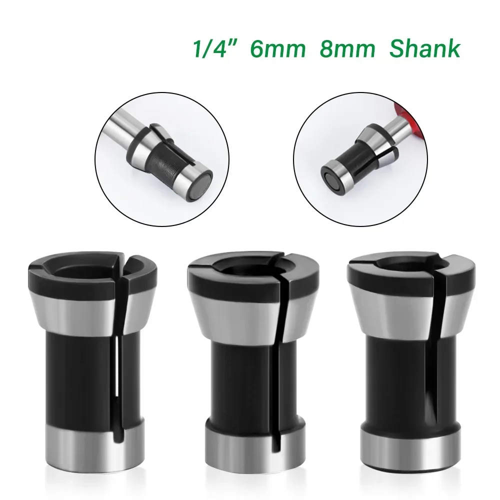 1pc 3PCS Set collets 6.35mm 8mm 6mm collet chuck Engraving Trimming machine Electric Router Milling Cutter Accessories