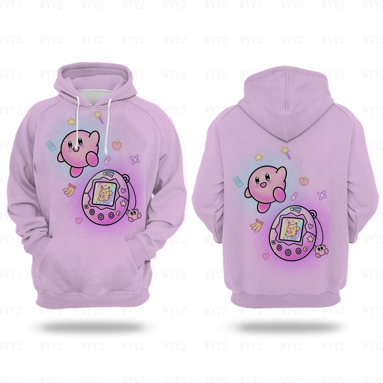 Kirby Sweet Anime Sweats à capuche College, Sweat-shirt unisexe, Confortable, Simple proximité, Wstring, Polyvalent, Pull, Mode