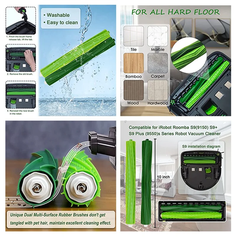 Комплект резиновых роликовых щеток M17K для iRobot Roomba S9 (9150) S9 + S9 Plus (9550) запасные части для робота-пылесоса