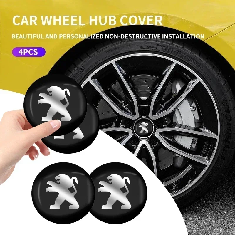 

4PCS Anti-Friction Car Hub Cap Kit 56mm-Wear Resistant Car Sticker Fit For Peugeot 206 208 308 406 508 2008 3008 Boxer Traveller