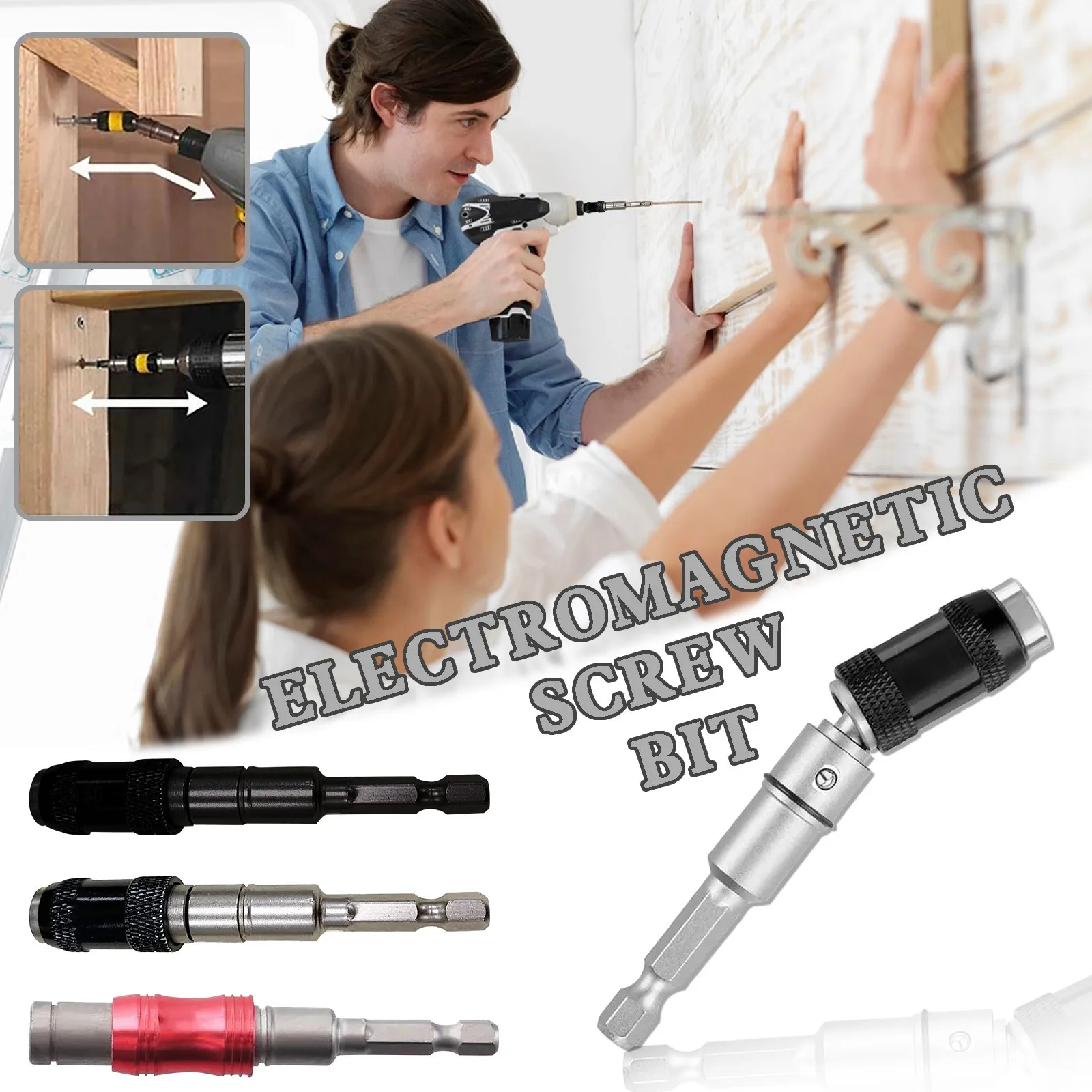 Electromagnetic Screw Bit Angled Magnetic Bit Holder Power Tool Accessory Right Angle Adapter Drill Screwdriver Woodworking T1