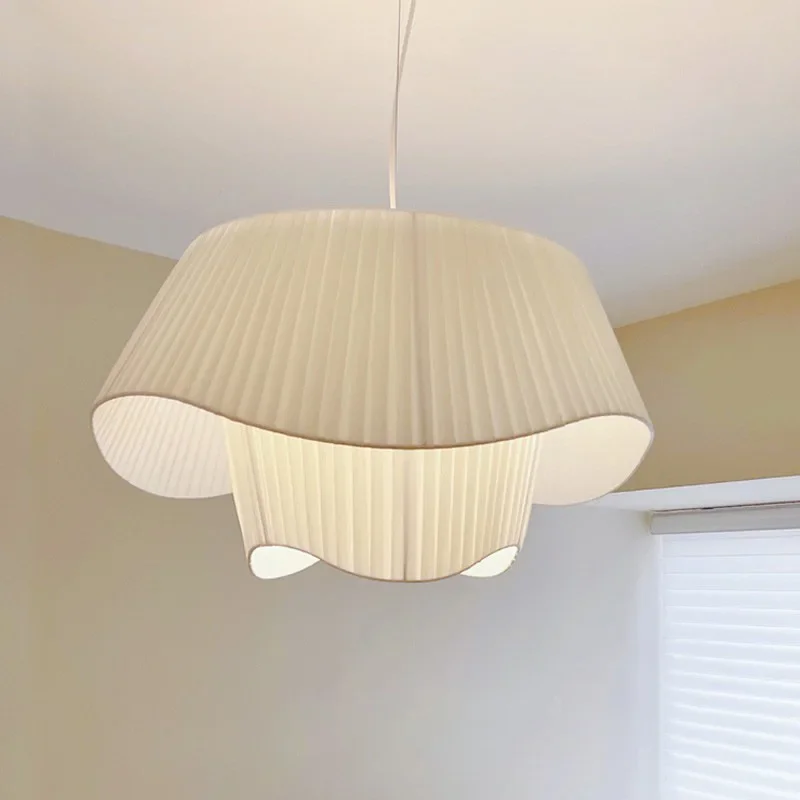 French Cream Style Chandelier Modern Nordic Minimalist Bedroom Restaurant Fabric Warm Korean Style Guest Room Chandelier