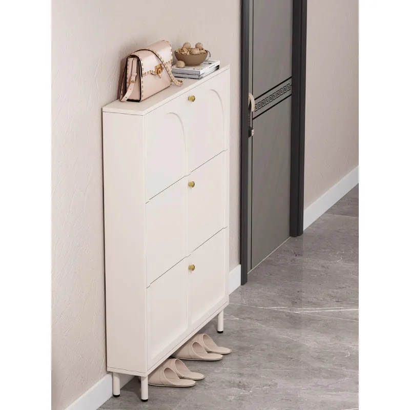 Tipping bucket shoe cabinet, simple and modern at the door of the home entrance, small apartment shoe rack behind the door 17