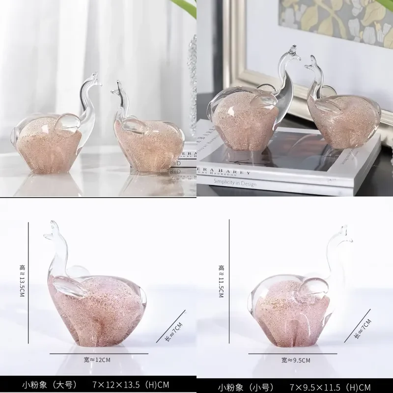 Nordic Glazed Elephant Figurine Modern Light Luxury Animal Ornament for Living Room Entryway Office Desktop Wine Cabinet